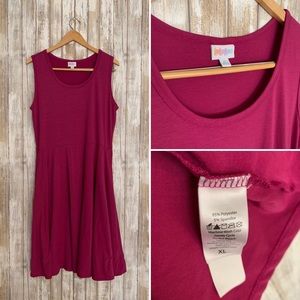 XL LuLaRoe Magenta Nicki Swing Tank Dress Pockets